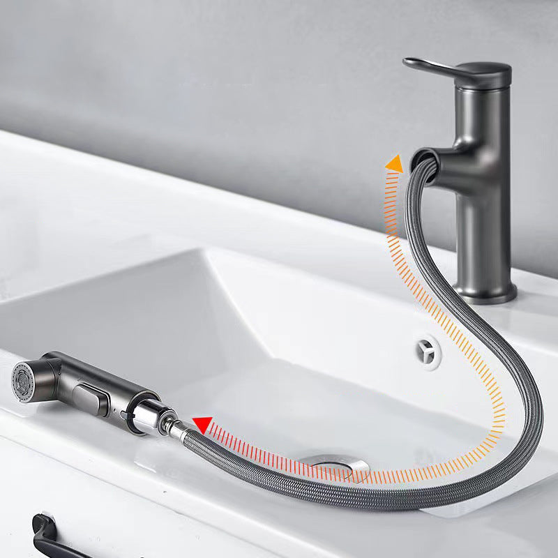 Modern Style Extendable Vessel Faucet Single Handle Low Arc Copper Vessel Faucet
