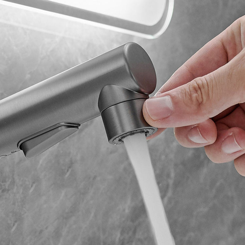 Modern Style Extendable Vessel Faucet Single Handle Low Arc Copper Vessel Faucet