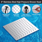 Square Shape Double Shower Heads Modern Home Metal Double Shower Heads