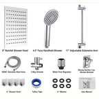 Square Shape Double Shower Heads Modern Home Metal Double Shower Heads