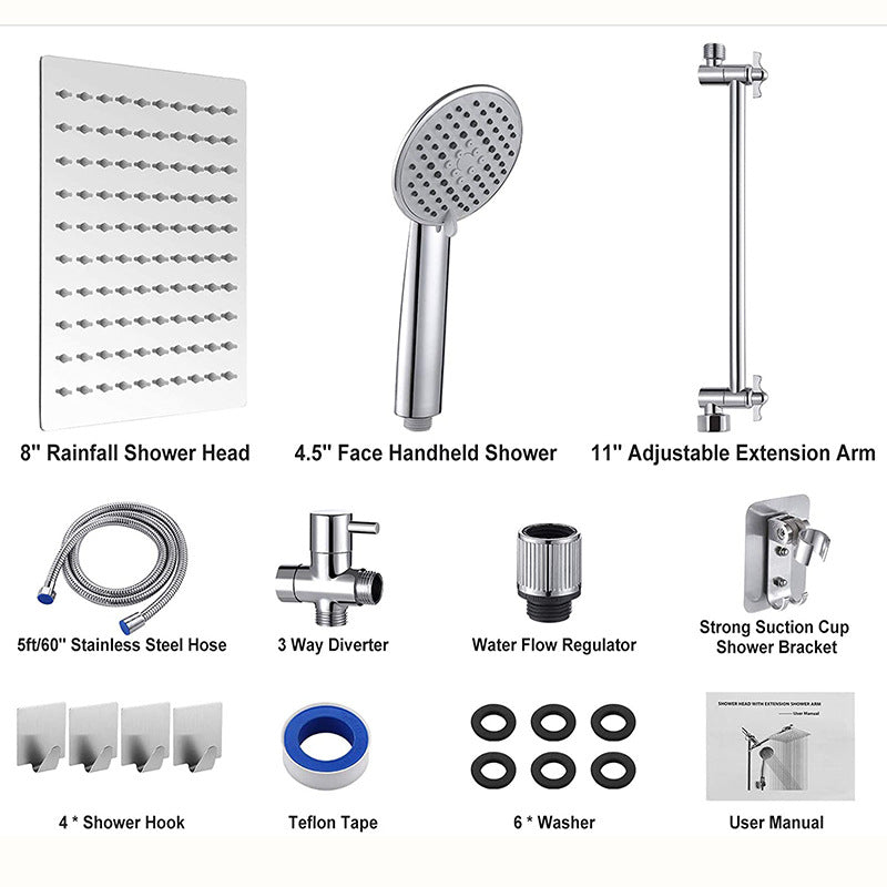 Square Shape Double Shower Heads Modern Home Metal Double Shower Heads