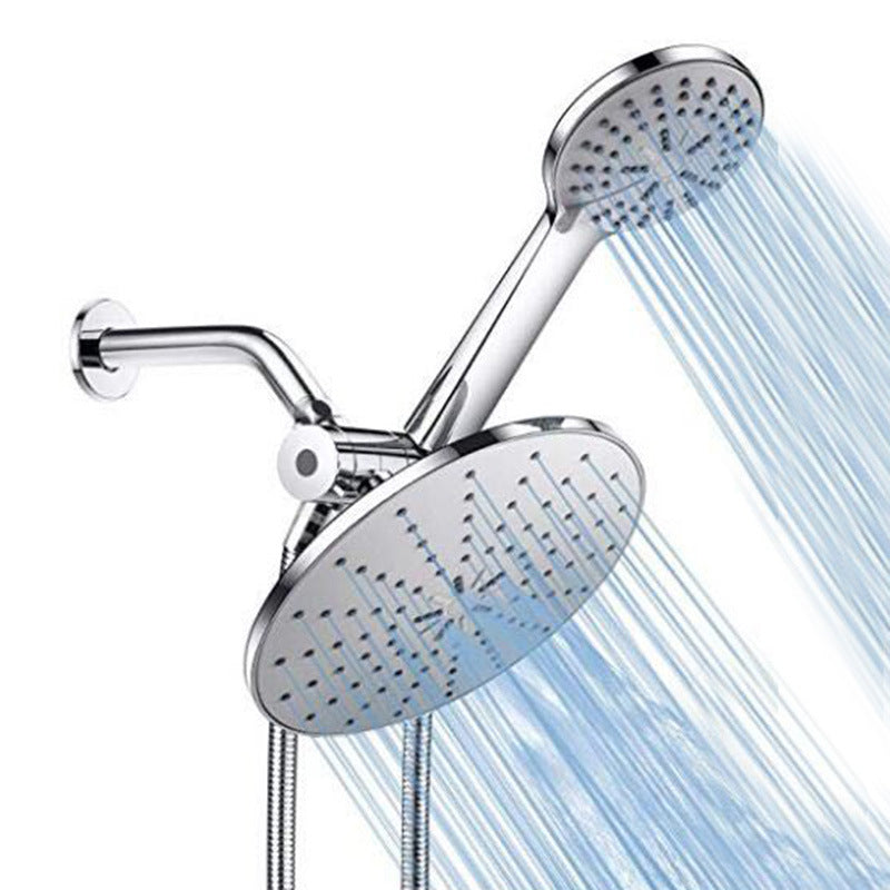 Wall Mounted Round Shower Modern Style Metal Double Shower Heads