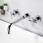 3 holes faucet 2 cross handle wall-mounted faucet for the bathroom