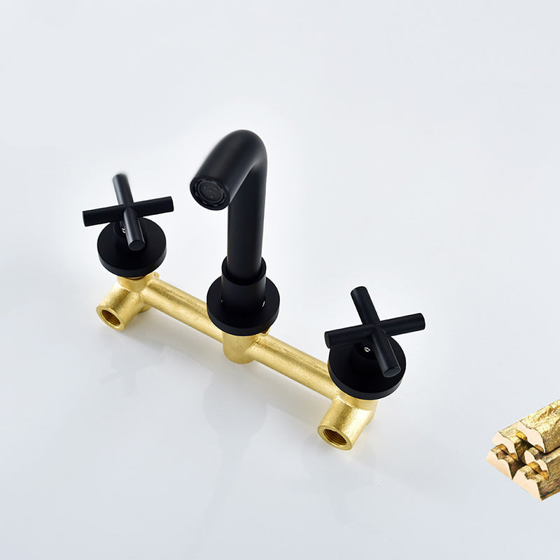 3 holes faucet 2 cross handle wall-mounted faucet for the bathroom