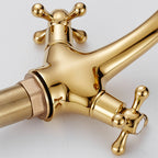 Centered Basin Mixer Single Hole Bathroom Faucet with 2 Cross Handles