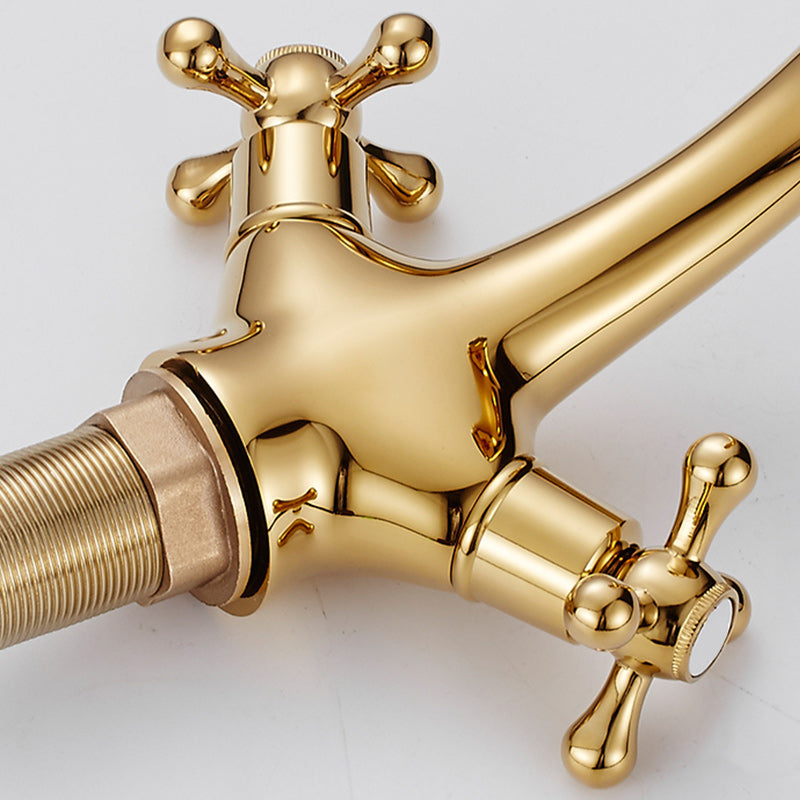 Centered Basin Mixer Single Hole Bathroom Faucet with 2 Cross Handles