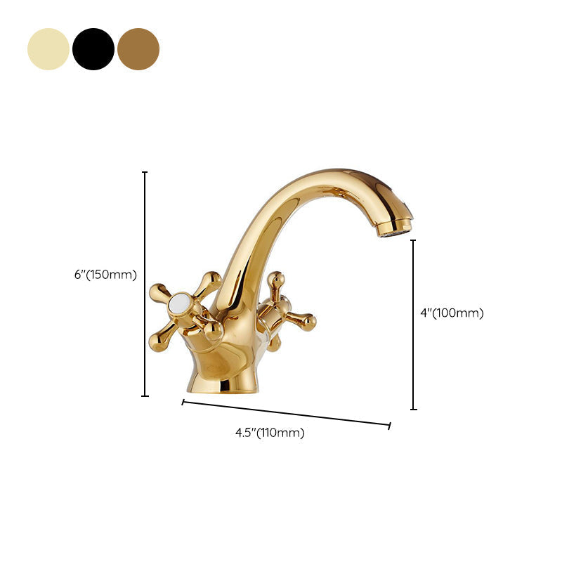 Centered Basin Mixer Single Hole Bathroom Faucet with 2 Cross Handles