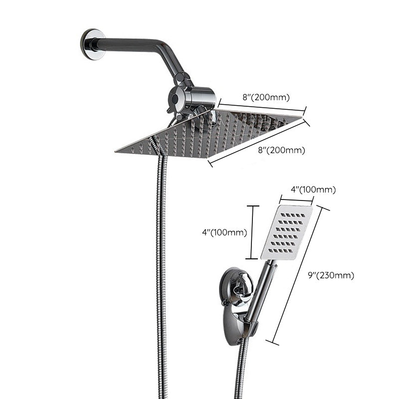Square Metal Double Shower Heads Modern Shower with Shower Hose