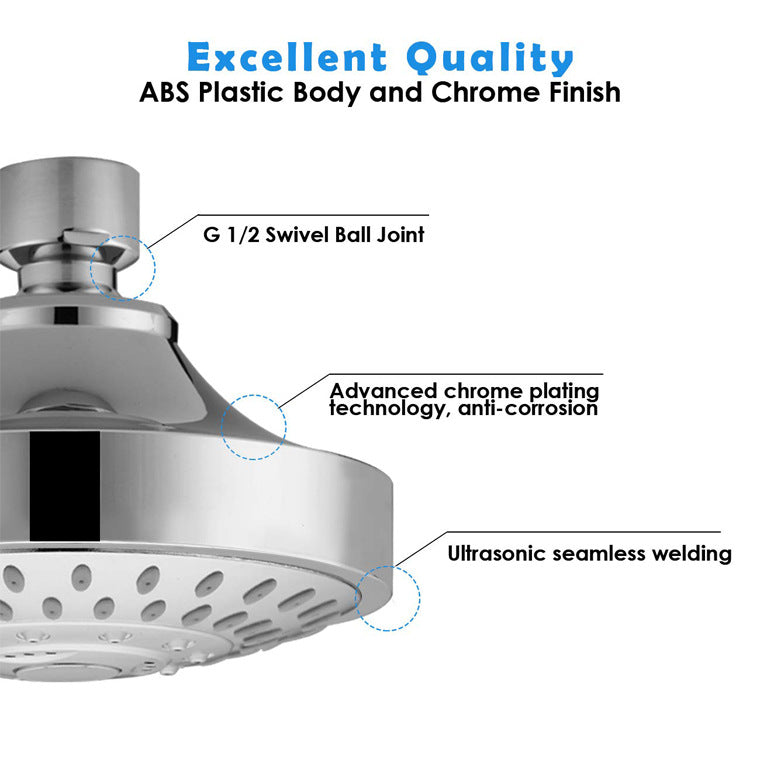 Wall-mounted Metal Shower Head Modern Round Shower Head Fixed Shower Head