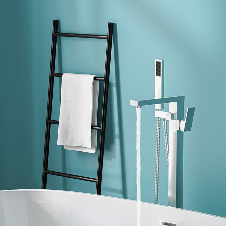 Modern Freestanding Bathtub Faucet Copper Floor Mounted Freestanding Bathtub Faucet