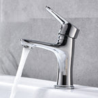 Basic Metal Sink Faucet Silver Bathroom Faucet with Lever Handle