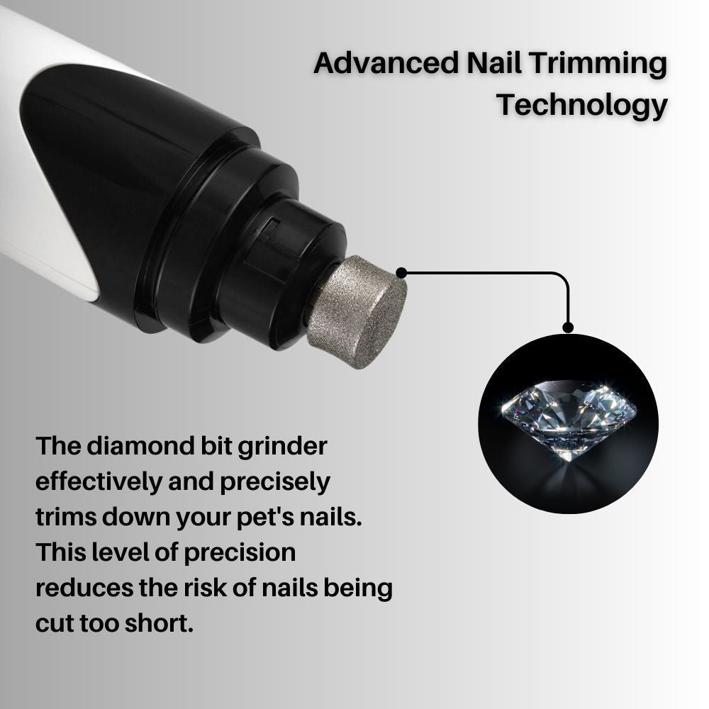 Silent Dog Nail File with Adjustable Speed and Diamond Tip for Safe Claw Care