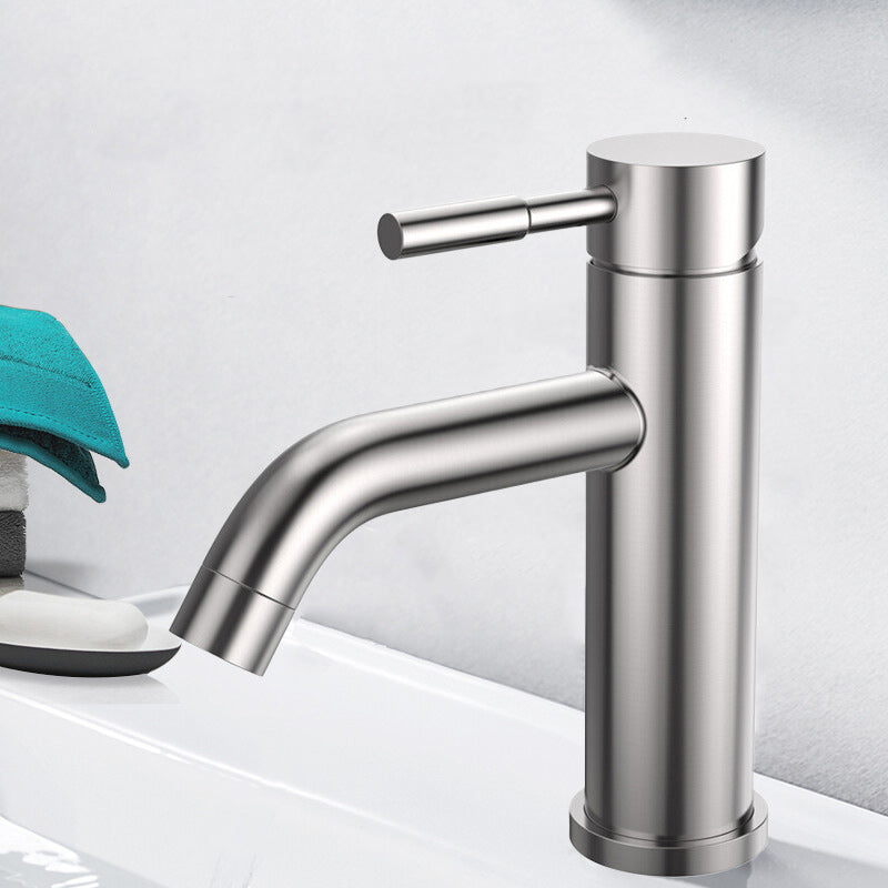 Modern Silver Washbasin Mixer Single Lever Bathroom Faucet with Lever Handle