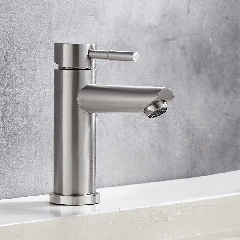 Modern Silver Washbasin Mixer Single Lever Bathroom Faucet with Lever Handle