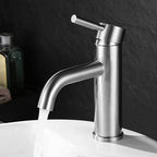 Modern Silver Washbasin Mixer Single Lever Bathroom Faucet with Lever Handle
