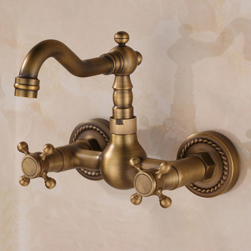 Wall-mounted fitting Glam Style Bathroom tap with 2 handles
