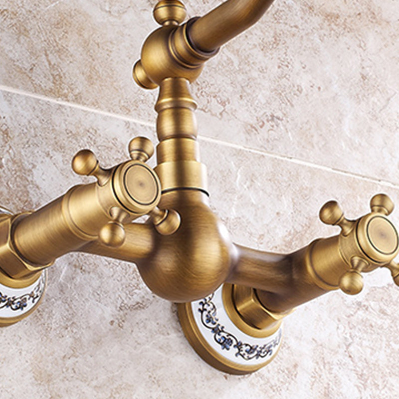 Wall-mounted fitting Glam Style Bathroom tap with 2 handles