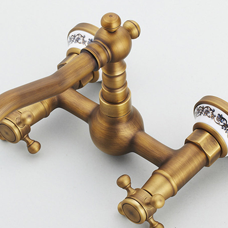 Wall-mounted fitting Glam Style Bathroom tap with 2 handles