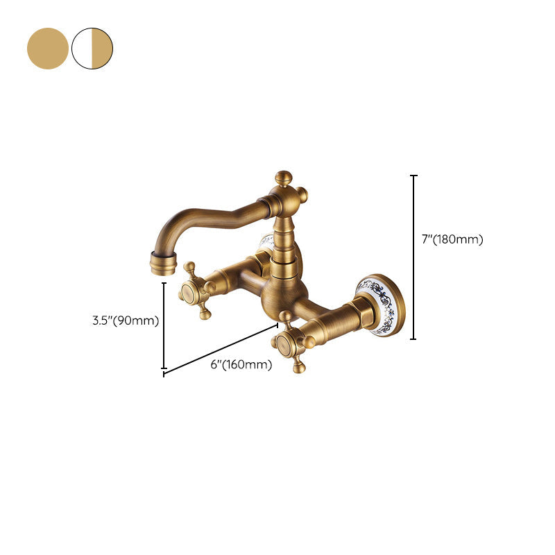 Wall-mounted fitting Glam Style Bathroom tap with 2 handles