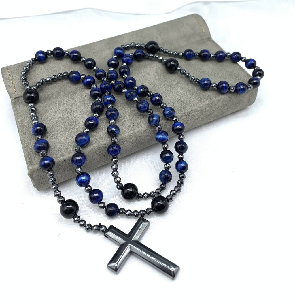 Orion Spiritual Necklace with Tiger Eye & Lapis Lazuli – Men's Rosary