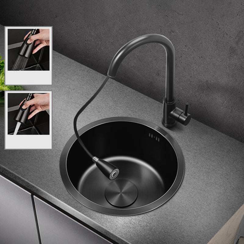 Classic Round Wash Basin Stainless Steel Built-in Basin Non-slip Round Basin for the Kitchen