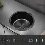 Classic Round Wash Basin Stainless Steel Built-in Basin Non-slip Round Basin for the Kitchen