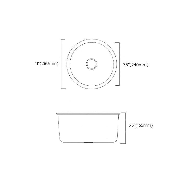 Classic Round Sink Stainless Steel Built-in Sink Non-Slip Round Basin for the Kitchen