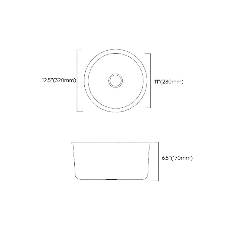 Classic Round Sink Stainless Steel Built-in Sink Non-Slip Round Basin for the Kitchen