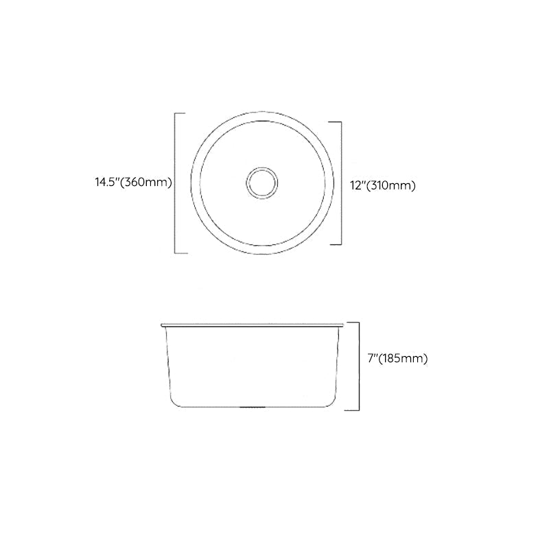 Classic Round Sink Stainless Steel Built-in Sink Non-Slip Round Basin for the Kitchen