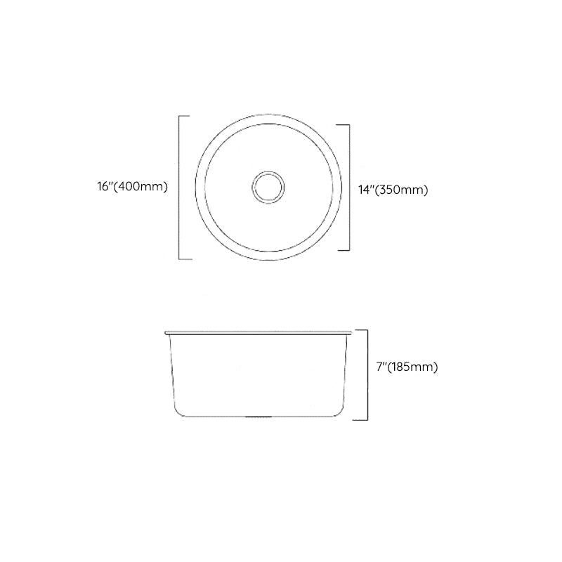 Classic Round Sink Stainless Steel Built-in Sink Non-Slip Round Basin for the Kitchen