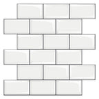12"x 12" Resin Mosaic Tiles Square Self-Adhesive Tiles for Backsplash & Wall Tile