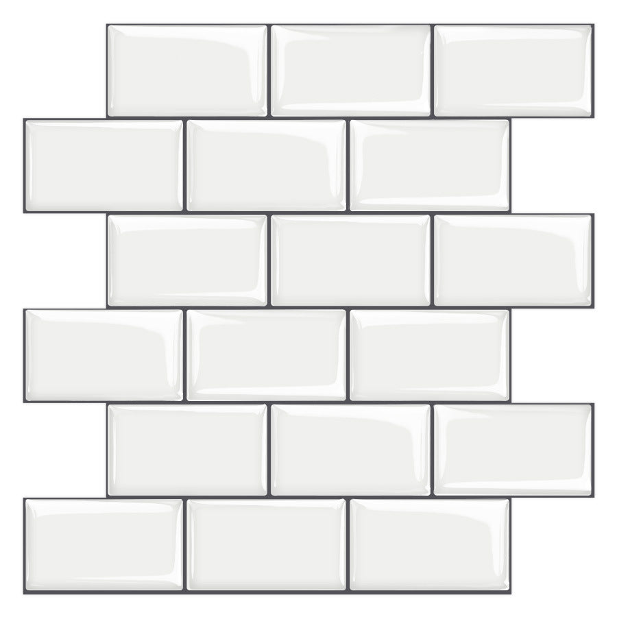 12"x 12" Resin Mosaic Tiles Square Self-Adhesive Tiles for Backsplash & Wall Tile