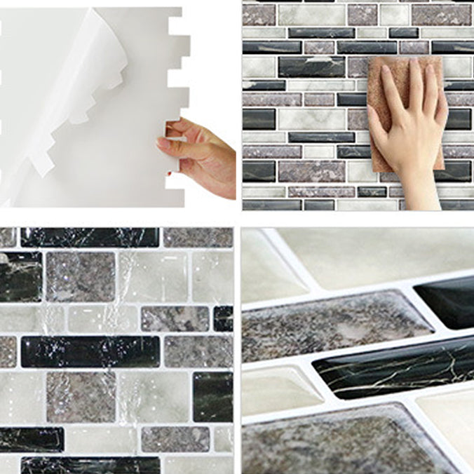 12"x 12" Resin Mosaic Tiles Square Self-Adhesive Tiles for Backsplash & Wall Tile