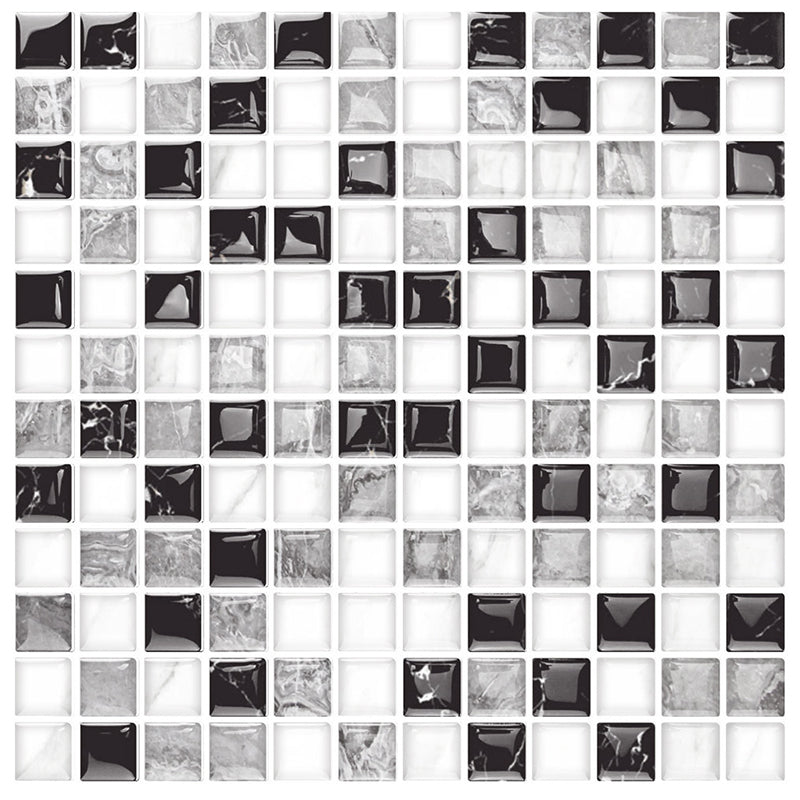 12"x 12" Resin Mosaic Tiles Square Self-Adhesive Tiles for Backsplash & Wall Tile