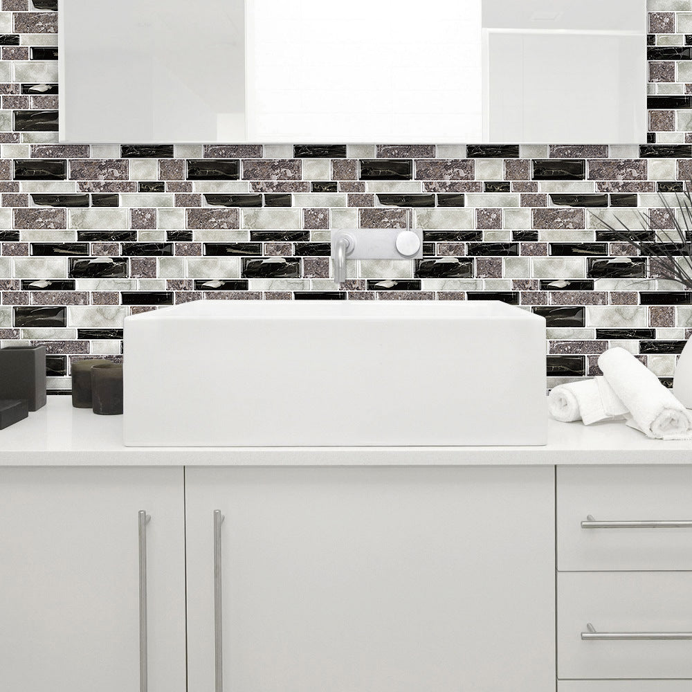 12"x 12" Resin Mosaic Tiles Square Self-Adhesive Tiles for Backsplash & Wall Tile