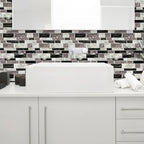 12"x 12" Resin Mosaic Tiles Square Self-Adhesive Tiles for Backsplash & Wall Tile
