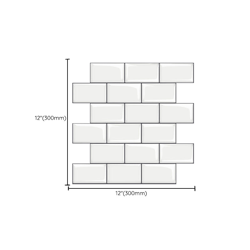 12"x 12" Resin Mosaic Tiles Square Self-Adhesive Tiles for Backsplash & Wall Tile