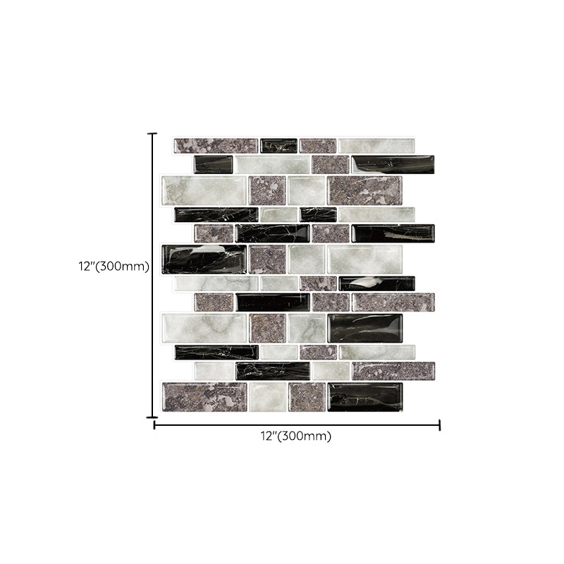 12"x 12" Resin Mosaic Tiles Square Self-Adhesive Tiles for Backsplash & Wall Tile