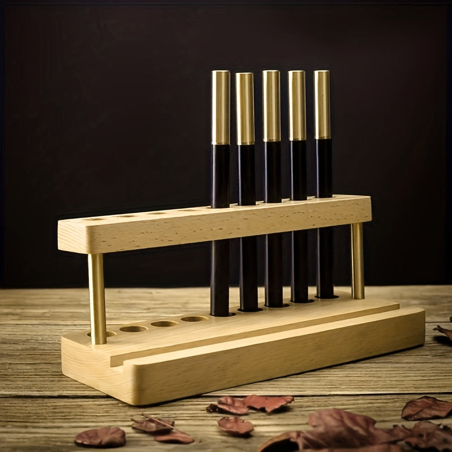 Luxury Desk Organizer made of Solid Walnut – With Brass-colored Accents
