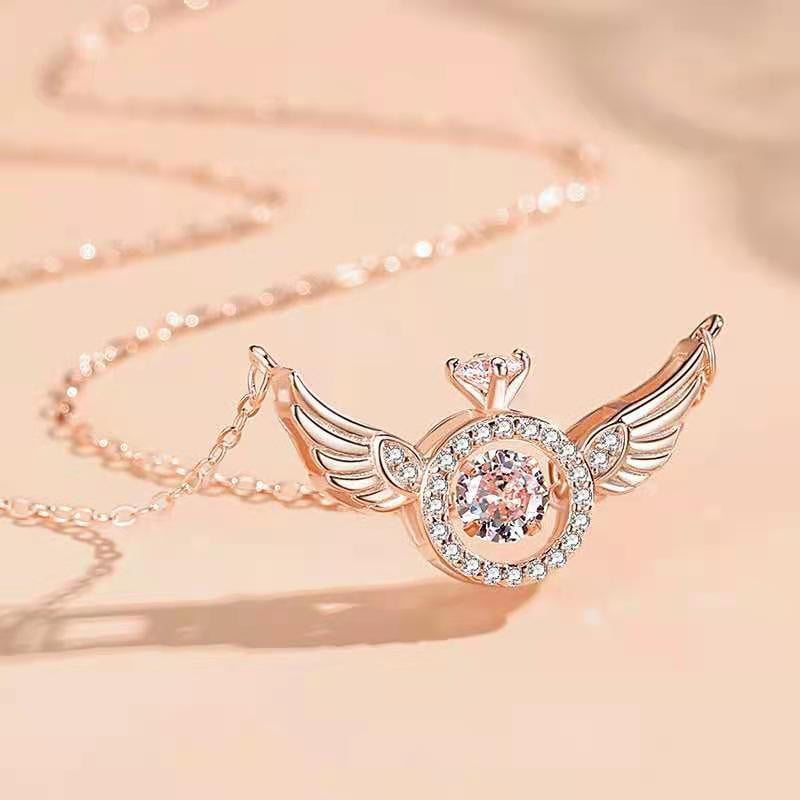 Angel Wings Necklace – Titanium Steel Pendant with Strass