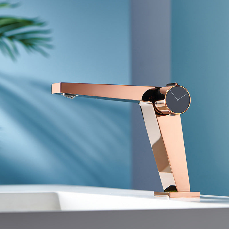 Modern Bathroom Sink Faucet Brass Knob Handle Low Arc Basin Faucet