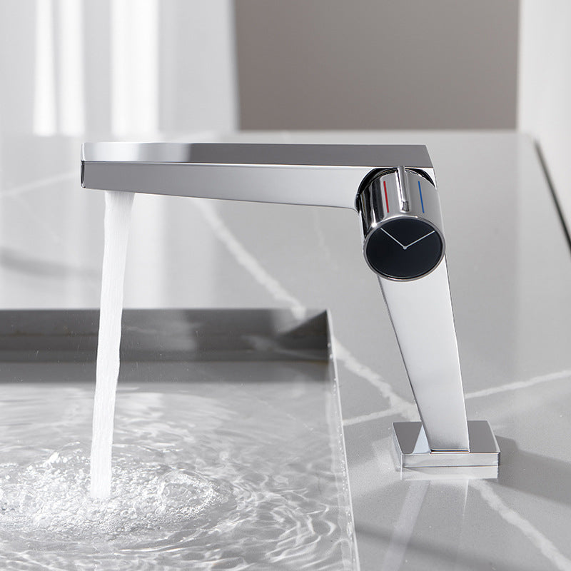 Modern Bathroom Sink Faucet Brass Knob Handle Low Arc Basin Faucet
