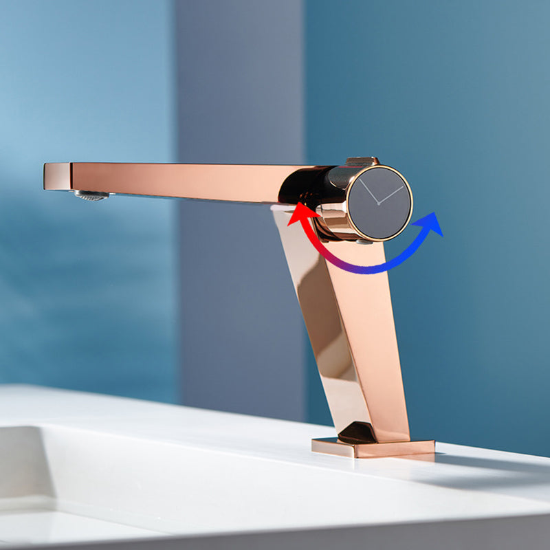 Modern Bathroom Sink Faucet Brass Knob Handle Low Arc Basin Faucet