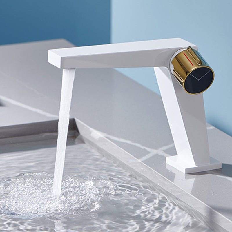 Modern Bathroom Sink Faucet Brass Knob Handle Low Arc Basin Faucet