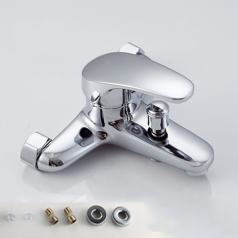 Modern Silver Faucet Copper with 1-Handle 2-Hole Bathroom Faucet