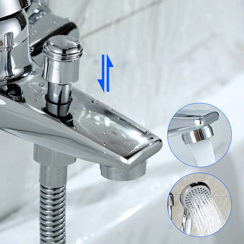 Modern Silver Faucet Copper with 1-Handle 2-Hole Bathroom Faucet