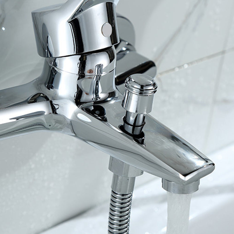 Modern Silver Faucet Copper with 1-Handle 2-Hole Bathroom Faucet
