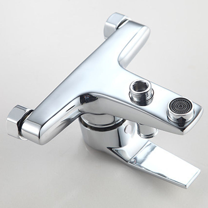 Modern Silver Faucet Copper with 1-Handle 2-Hole Bathroom Faucet