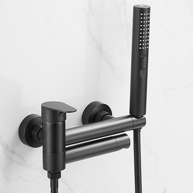 Modern Bathtub Edge Piece Single-Lever Wall-Mounted Bathtub Faucet with Hand Shower