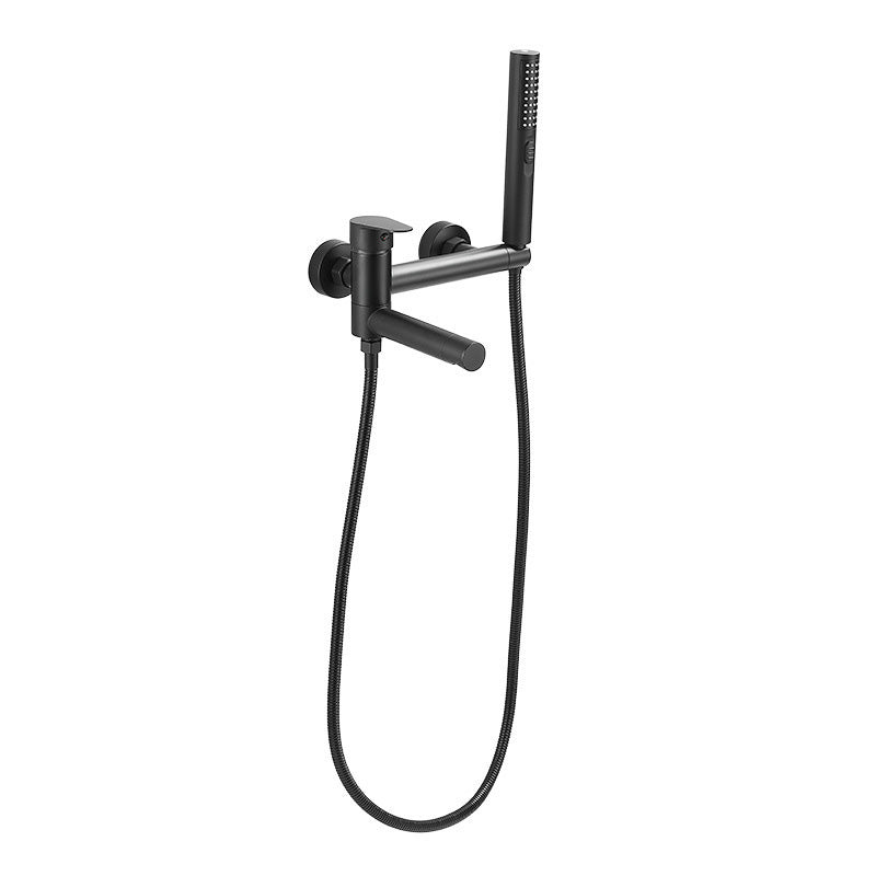 Modern Bathtub Edge Piece Single-Lever Wall-Mounted Bathtub Faucet with Hand Shower